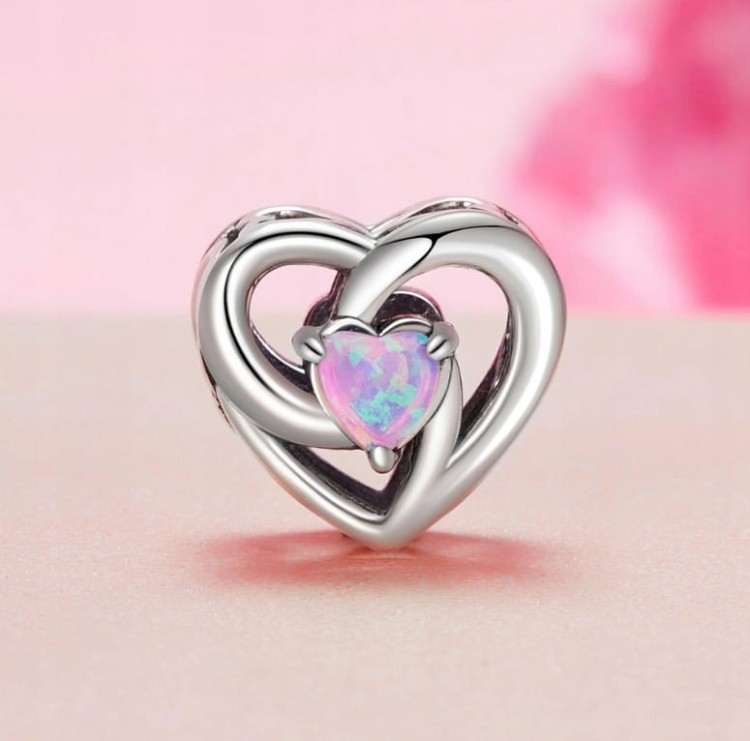 Charms do Pandora opalizujące serce SREBRO próba s925