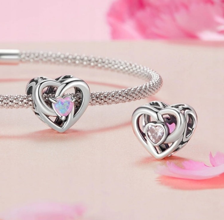 Charms do Pandora opalizujące serce SREBRO próba s925