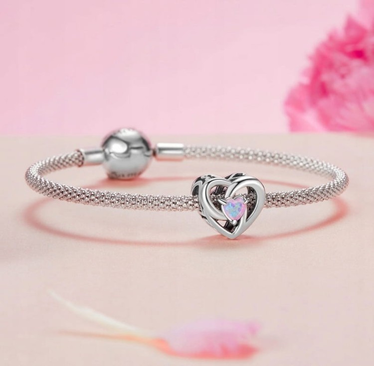 Charms do Pandora opalizujące serce SREBRO próba s925