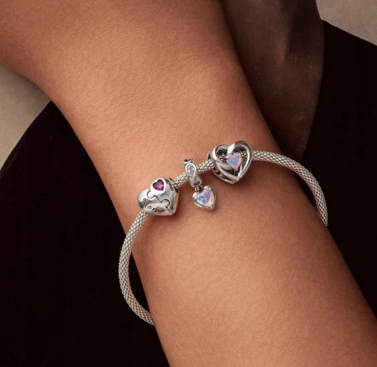 Charms do Pandora opalizujące serce SREBRO próba s925