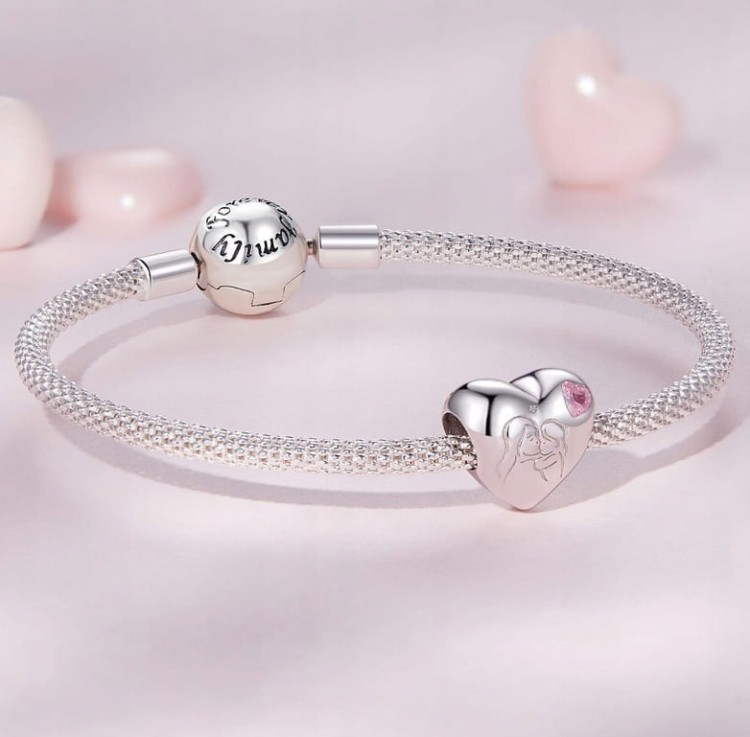 Charms do  Pandora serce Mama i Dziecko SREBRO próba s925
