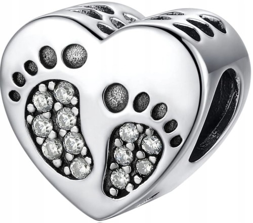 Charms do Pandora serce STÓPKI narodziny dziecka SREBRO próba s925
