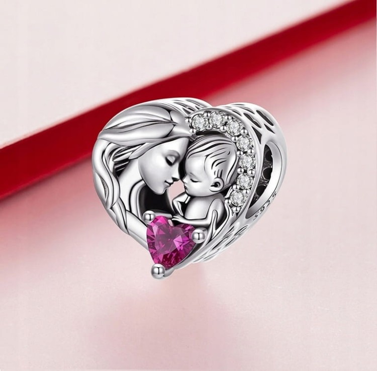 Charms do Pandora Mama i Dziecko narodziny SREBRO próba s925