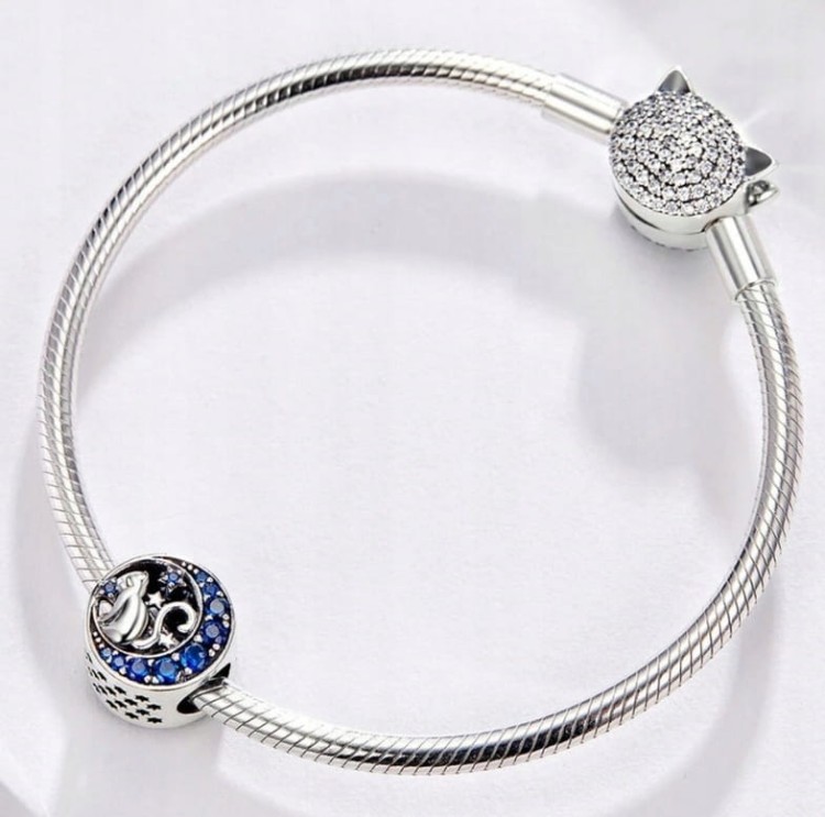Charms  do Pandora Kot na Księżycu SREBRO próba s925