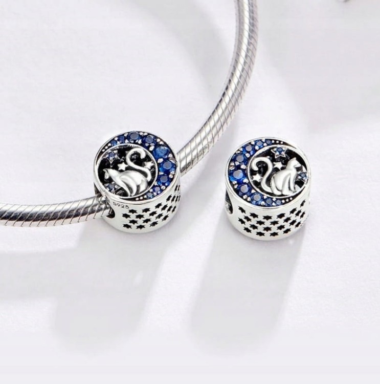 Charms  do Pandora Kot na Księżycu SREBRO próba s925