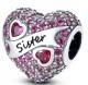 Charms do Pandora  Serce Sister różowe cyrkonie SREBRO próba s925
