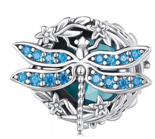 Charms do Pandora  Ważka turkusowy kryształ charms SREBRO s925