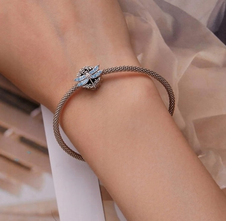 Charms do Pandora  Ważka turkusowy kryształ charms SREBRO s925