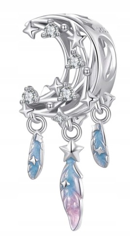 Charms do Pandora Łapacz Snów Księżyc Piórko SREBRO próba s925