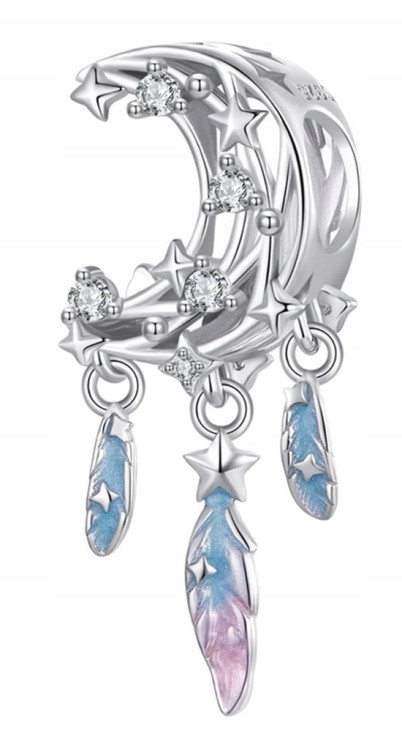 Charms do Pandora Łapacz Snów Księżyc Piórko SREBRO próba s925