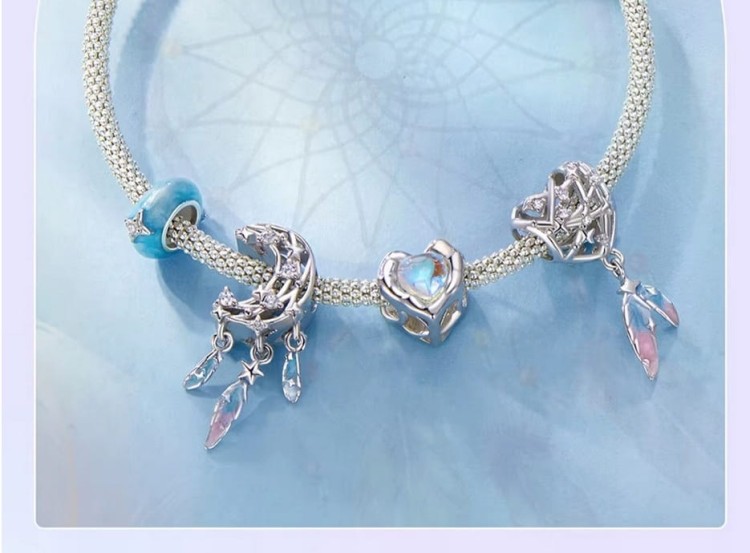Charms do Pandora Łapacz Snów Księżyc Piórko SREBRO próba s925