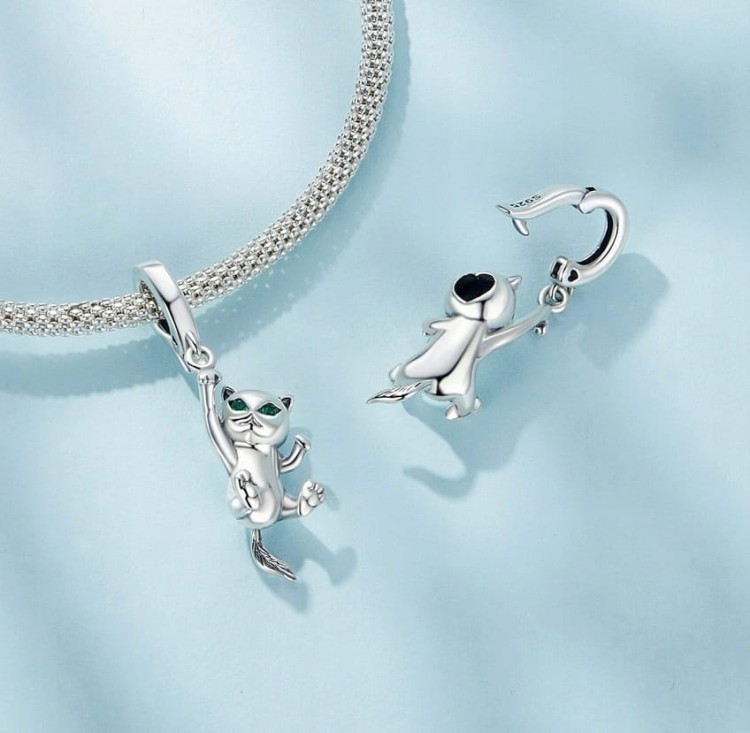 CHARMS Zawieszka srebrny charms KOT kotek pupil srebrna charmsy SREBRO s925