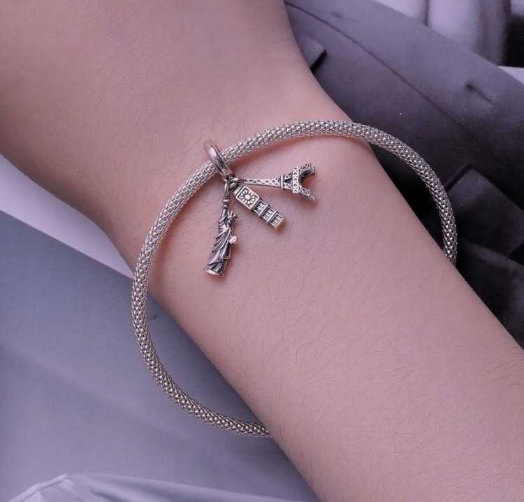 Charms do Pandorai Wieża Eiffla Big Ben Statua Wolności SREBRO próba s925