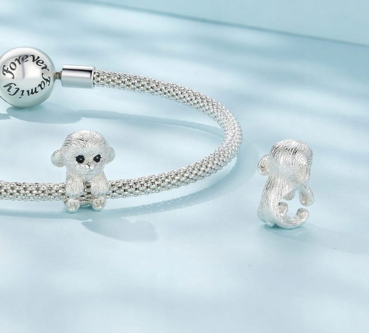 Charms do Pandora Biały Piesek charms SREBRO próby s925