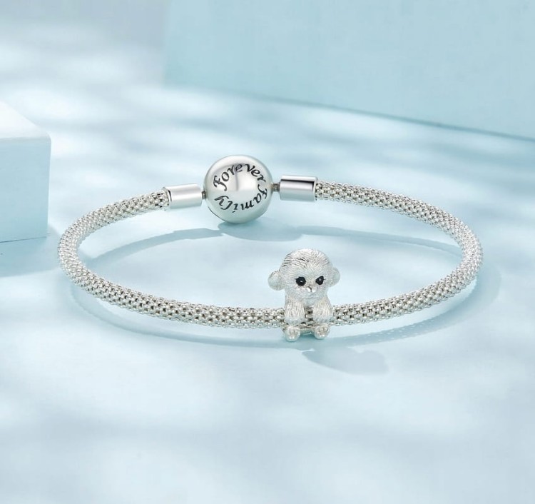 Charms do Pandora Biały Piesek charms SREBRO próby s925