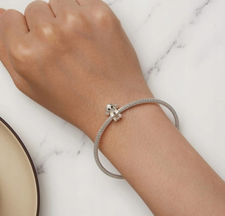 Charms do Pandora Biały Piesek charms SREBRO próby s925