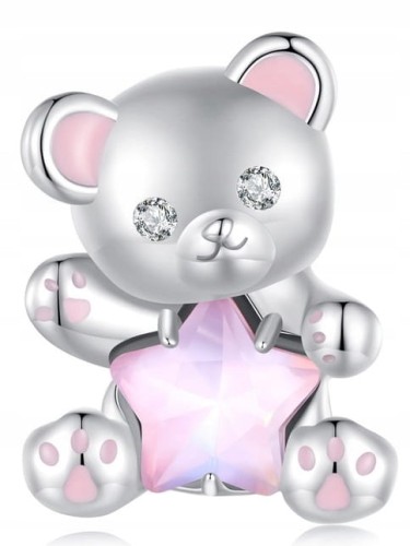 Charms do Pandora różowy MIŚ misiek charms SREBRO próba s925