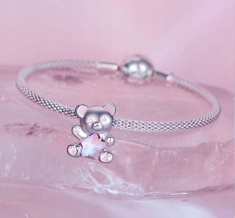 Charms do Pandora różowy MIŚ misiek charms SREBRO próba s925