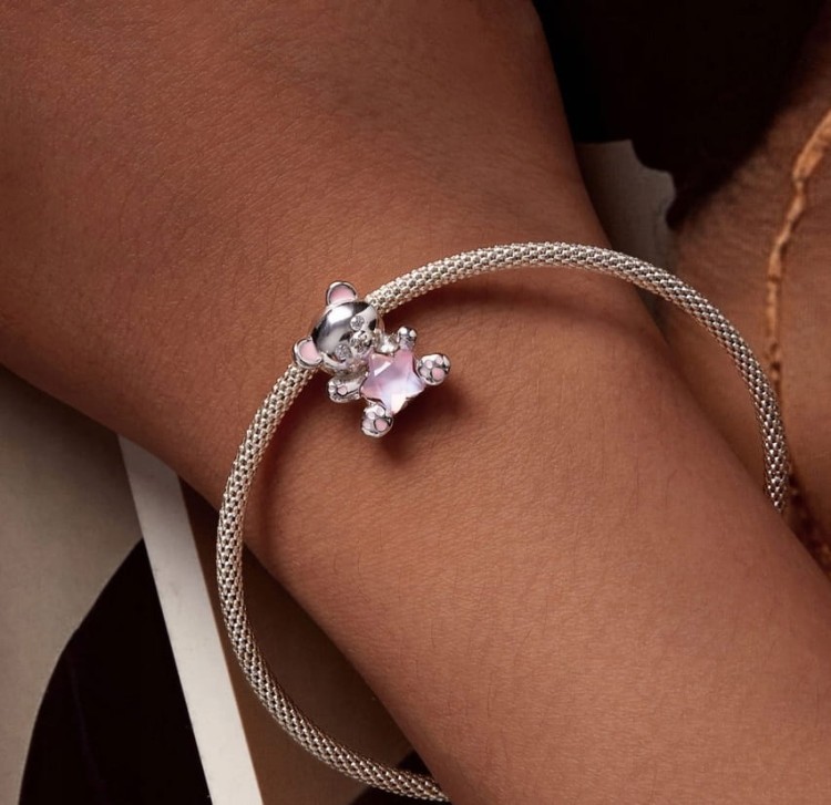 Charms do Pandora różowy MIŚ misiek charms SREBRO próba s925