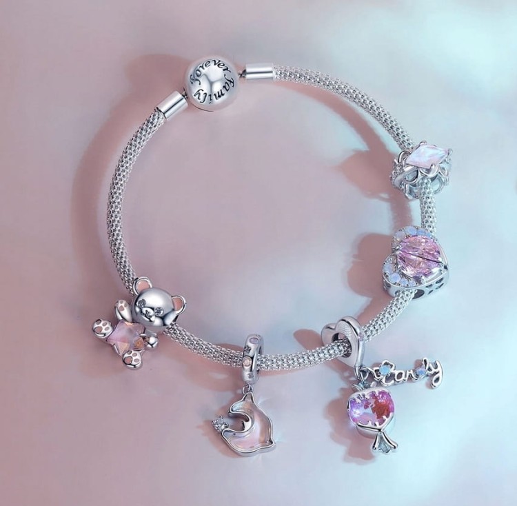 Charms do Pandora różowy MIŚ misiek charms SREBRO próba s925