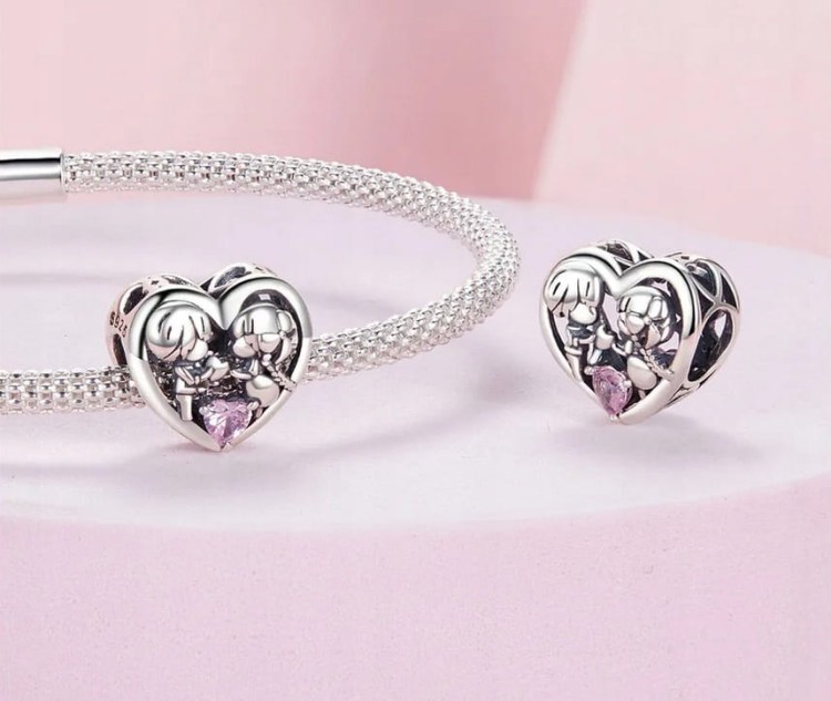 Charms do Pandora Serce chłopiec i dziewczynka SREBRO próba s925