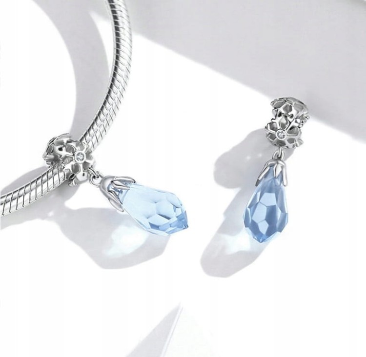 Charms do Pandora niebieski zimowy kryształ charms SREBRO próba s925