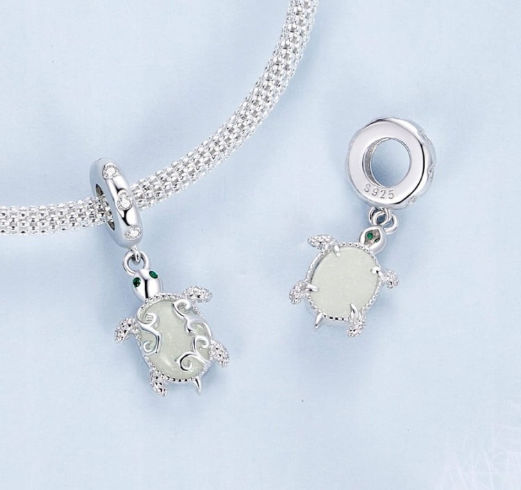Charms do Pandora Żółw Morski świecący w ciemności  SREBRO próba s925