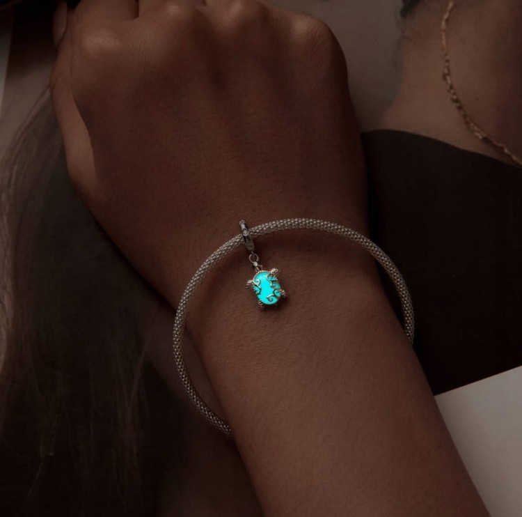 Charms do Pandora Żółw Morski świecący w ciemności  SREBRO próba s925