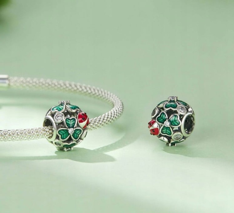 Charms do Pandora Koniczynka Biedronka SREBRO próba s925