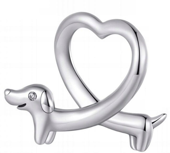 Charms do Pandora Jamnik pies pupil serce SREBRO próba s925