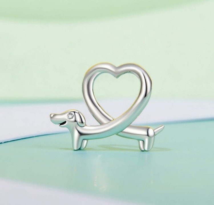 Charms do Pandora Jamnik pies pupil serce SREBRO próba s925