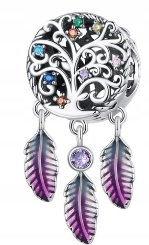 Charms do Pandora  kolorowy łapacz snów drzewo SREBRO próba s925