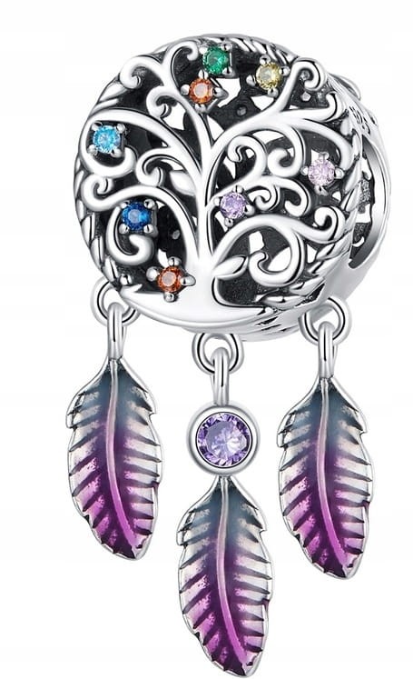 Charms do Pandora  kolorowy łapacz snów drzewo SREBRO próba s925
