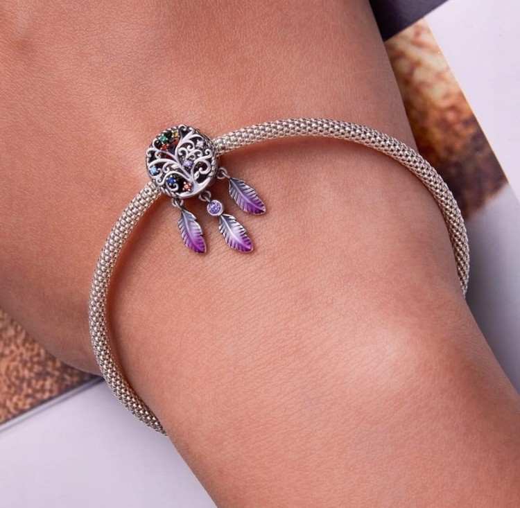 Charms do Pandora  kolorowy łapacz snów drzewo SREBRO próba s925