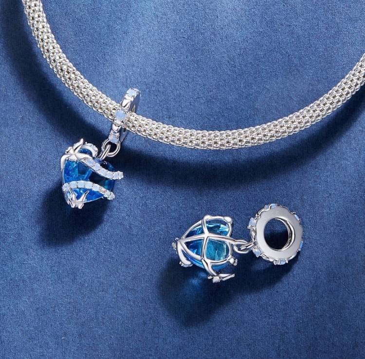 Charms do Pandora Serce Oceanu Błękitne SREBRO próba s925