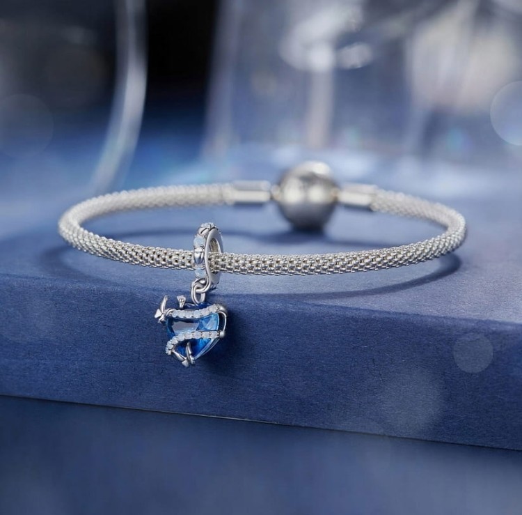 Charms do Pandora Serce Oceanu Błękitne SREBRO próba s925