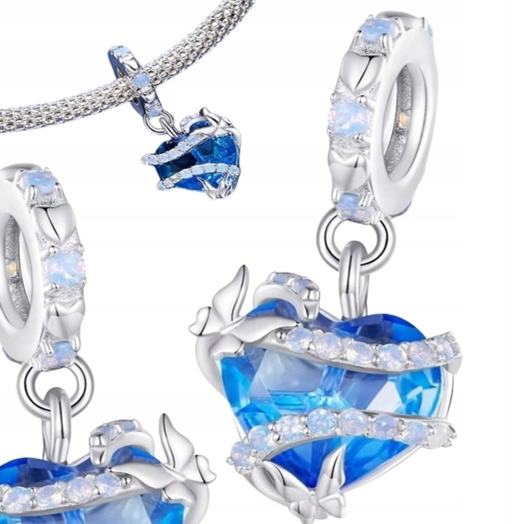Charms do Pandora Serce Oceanu Błękitne SREBRO próba s925
