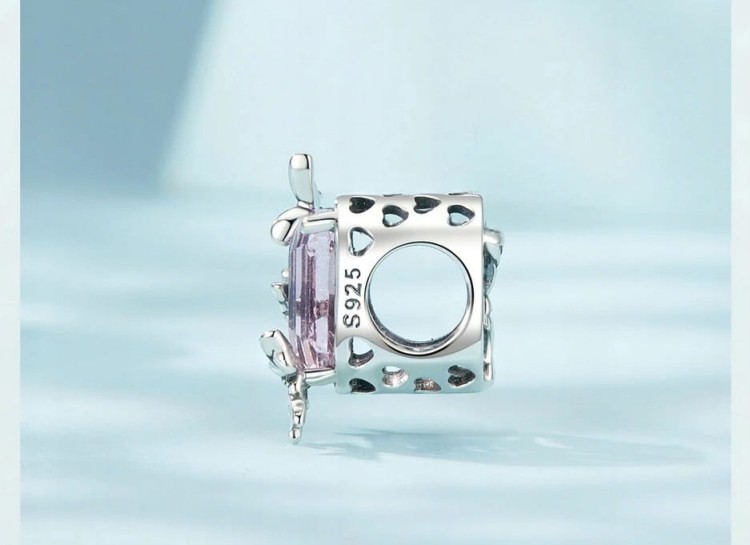 Charms do Pandora Różowy klejnot i motyle SREBRO próba s925