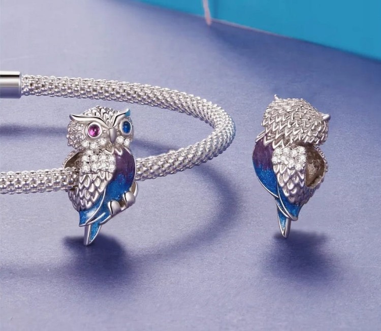 Charms do Pandora Sowa Błyszcząca mądrość nauka wiedza SREBRO próba s925