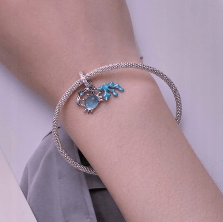 Charms do Pandora Krab i wodorosty ocean SREBRO próba s925