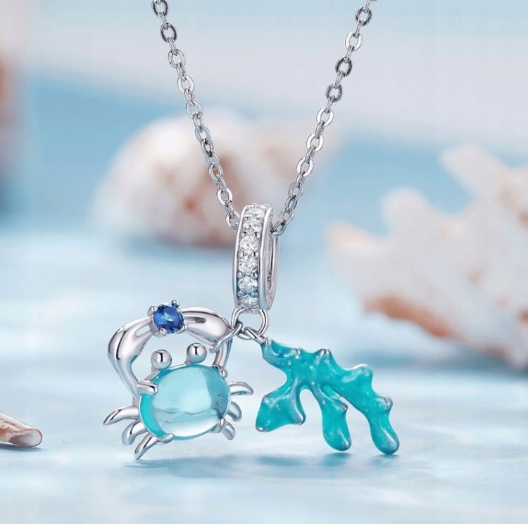 Charms do Pandora Krab i wodorosty ocean SREBRO próba s925