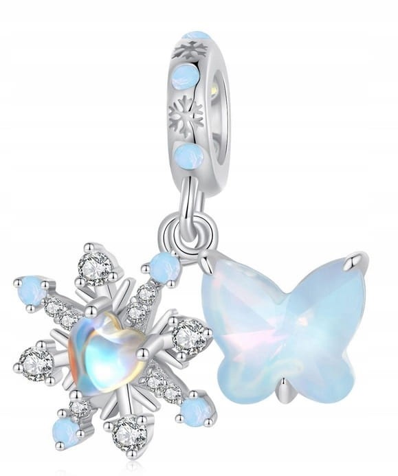 Charms do Pandora Błyszczący Płatek Śniegu i Motyl  SREBRO próba s925
