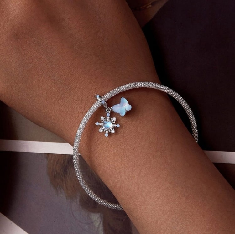 Charms do Pandora Błyszczący Płatek Śniegu i Motyl  SREBRO próba s925