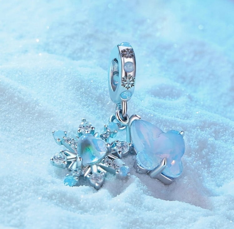 Charms do Pandora Błyszczący Płatek Śniegu i Motyl  SREBRO próba s925