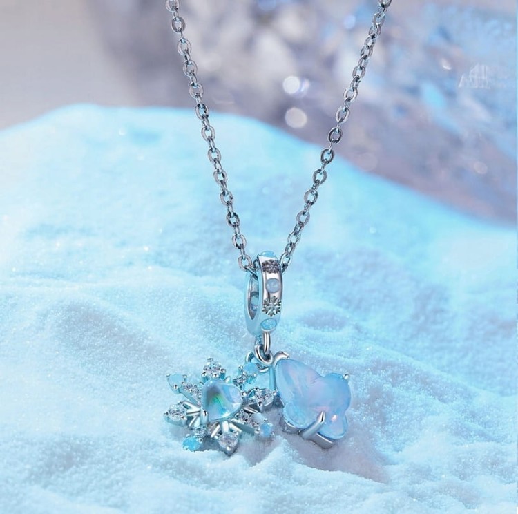 Charms do Pandora Błyszczący Płatek Śniegu i Motyl  SREBRO próba s925