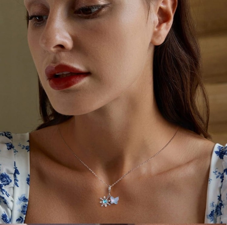 Charms do Pandora Błyszczący Płatek Śniegu i Motyl  SREBRO próba s925