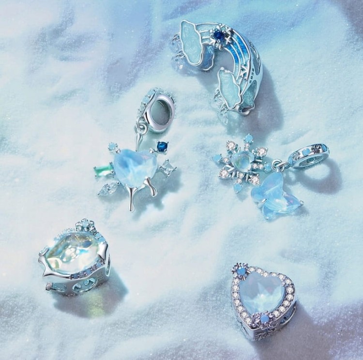 Charms do Pandora Błyszczący Płatek Śniegu i Motyl  SREBRO próba s925