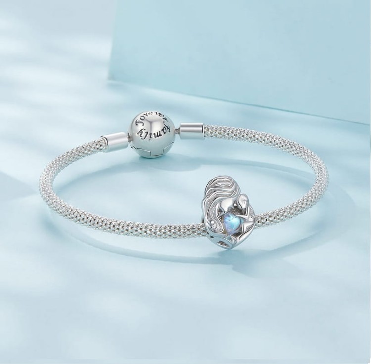 Charms do Pandora Serce Mama i  Dziecko narodziny dziecka SREBRO próba s925