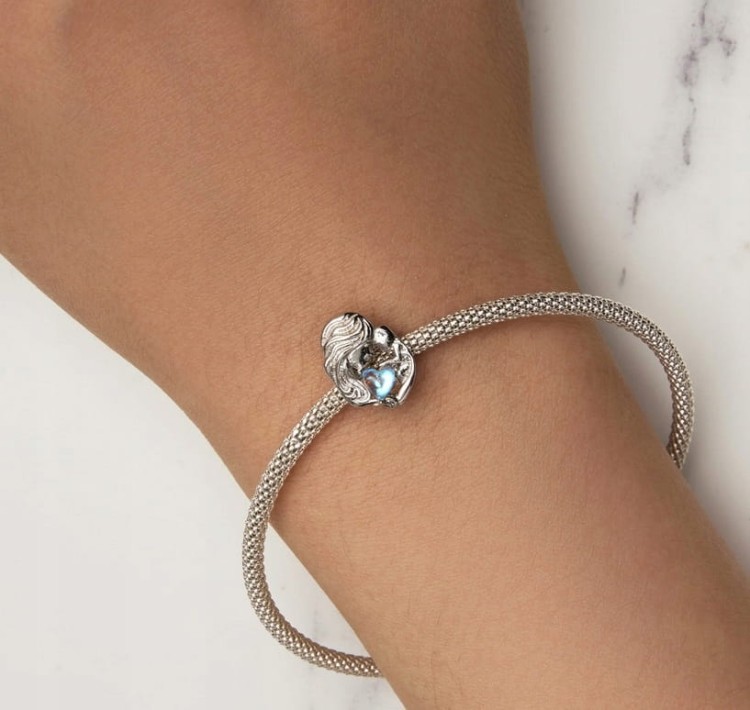 Charms do Pandora Serce Mama i  Dziecko narodziny dziecka SREBRO próba s925
