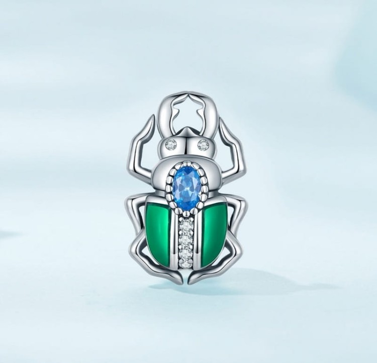 Charms do Pandora Zielony Skarabeusz Żuk SREBRO próba s925